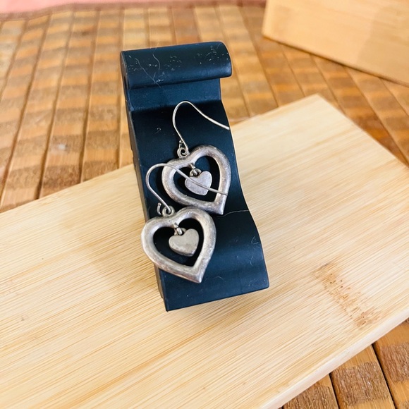 Chicos Red & Black Multi Strand Silver Heart Pendant Necklaces + Dangle Earrings - Picture 13 of 14